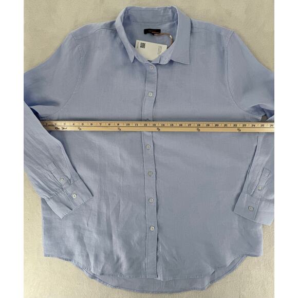 Quince Womens Blue European Linen Long Sleeve Shirt Button Down Blouse Large - Picture 4 of 5